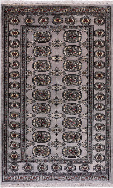 Grey Bokhara Hand Knotted Wool Rug - 3' 1" X 5' 1"
