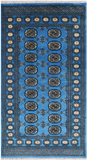Blue Bokhara Hand-Knotted Wool Runner Rug - 3' 0" X 5' 6"