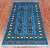 Blue Bokhara Hand-Knotted Wool Runner Rug - 3' 0" X 5' 6"