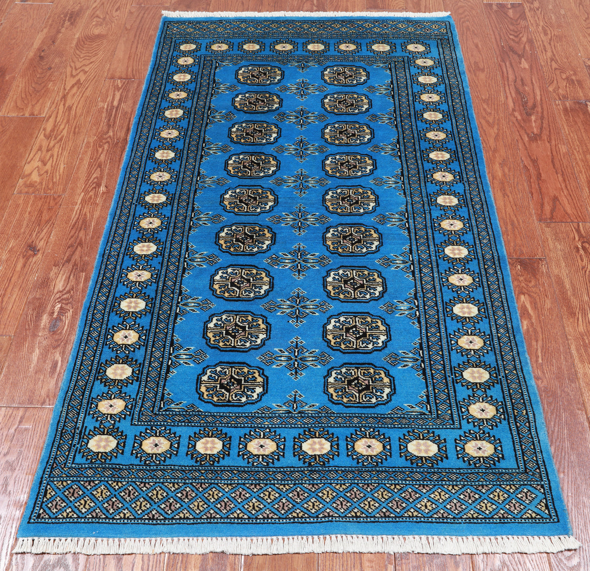 Blue Bokhara Hand-Knotted Wool Runner Rug - 3' 0" X 5' 6"
