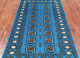 Blue Bokhara Hand-Knotted Wool Runner Rug - 3' 0" X 5' 6"