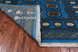 Blue Bokhara Hand-Knotted Wool Runner Rug - 3' 0" X 5' 6"