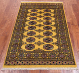 Gold Bokhara Handmade Wool Rug - 3' 0" X 5' 0"