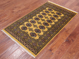 Gold Bokhara Handmade Wool Rug - 3' 0" X 5' 0"