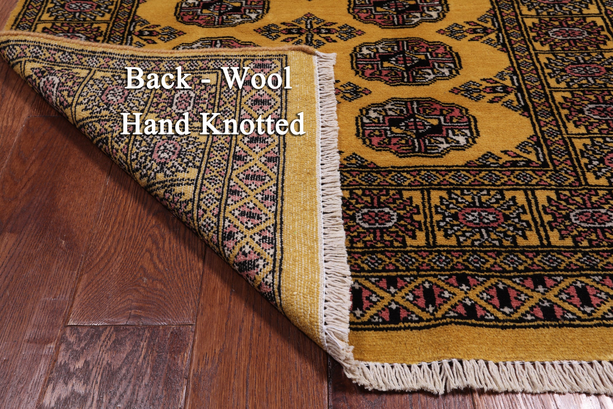 Gold Bokhara Handmade Wool Rug - 3' 0" X 5' 0"