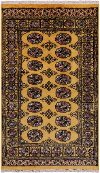 Gold Bokhara Handmade Wool Rug - 3' 0" X 5' 0"