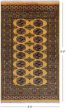Gold Bokhara Handmade Wool Rug - 3' 0" X 5' 0"