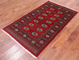 Red Bokhara Hand-Knotted Wool Rug - 3' 0" X 5' 3"