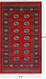 Red Bokhara Hand-Knotted Wool Rug - 3' 0" X 5' 3"