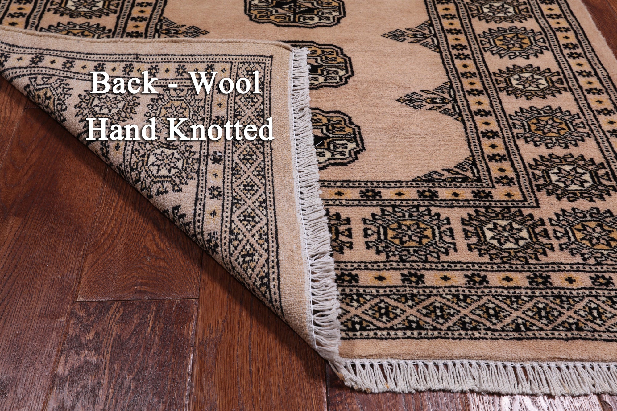 Ivory Bokhara Handmade Wool Runner Rug - 3' 2" X 5' 6"