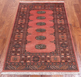 Pink Bokhara Handmade Wool Rug - 3' 0" X 4' 10"