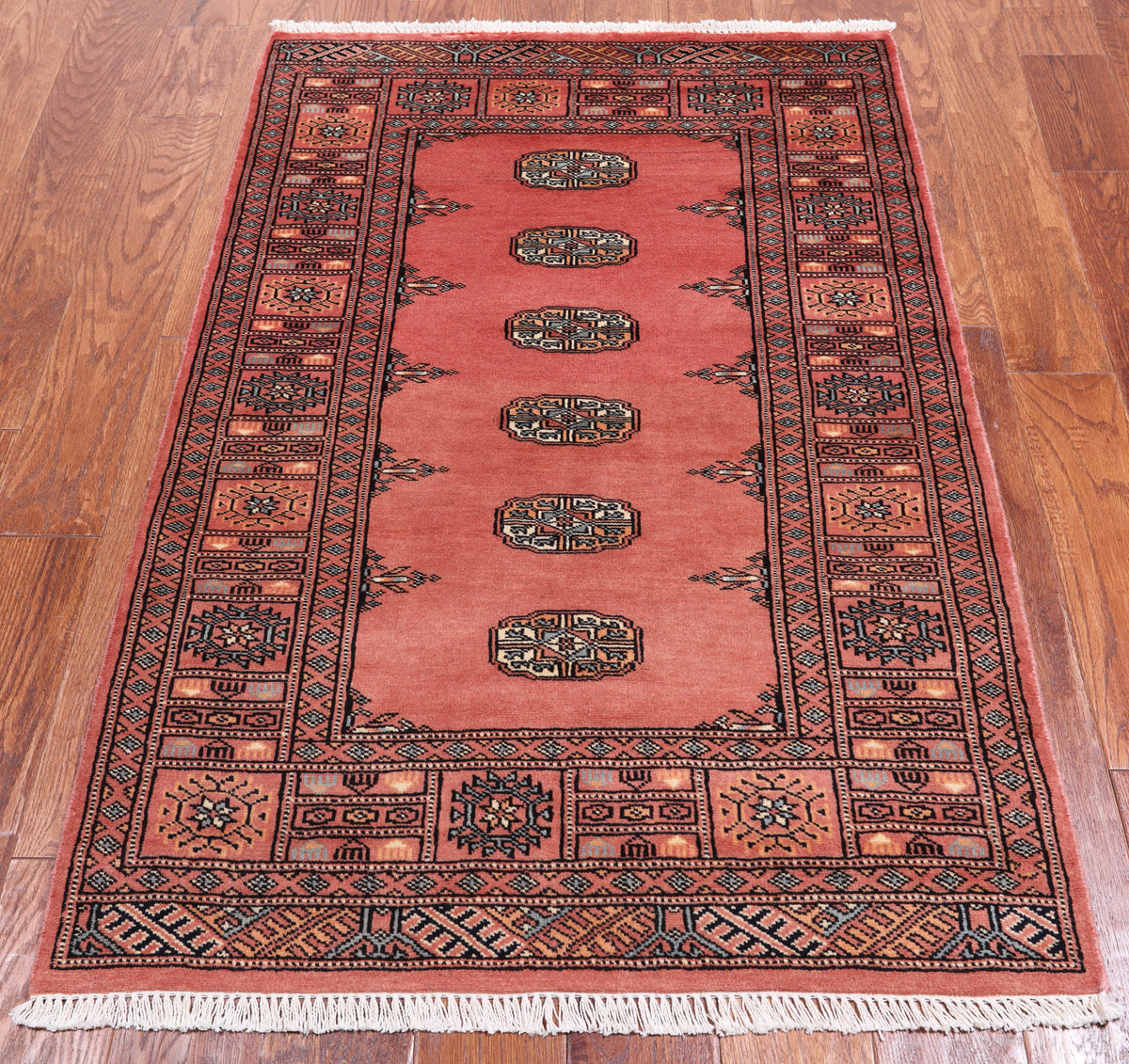 Pink Bokhara Handmade Wool Rug - 3' 0" X 4' 10"