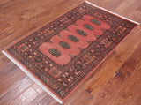 Pink Bokhara Handmade Wool Rug - 3' 0" X 4' 10"