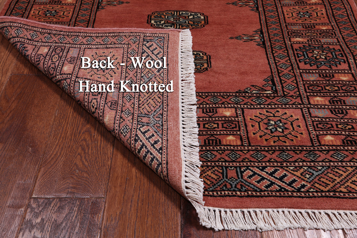 Pink Bokhara Handmade Wool Rug - 3' 0" X 4' 10"