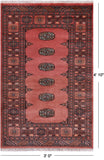 Pink Bokhara Handmade Wool Rug - 3' 0" X 4' 10"