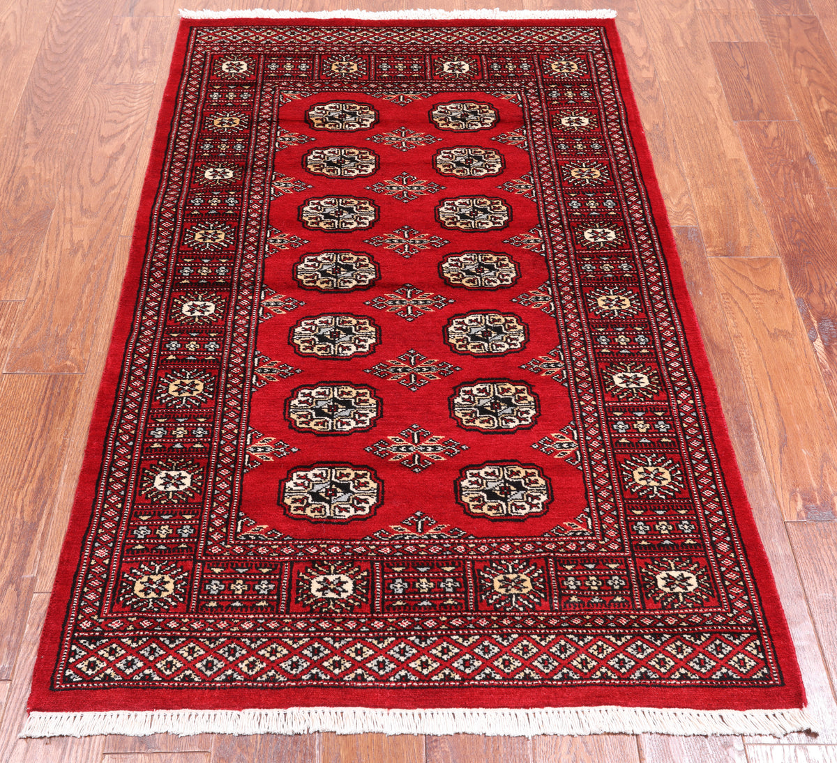 Red Bokhara Hand Knotted Wool Rug - 3' 0" X 5' 1"