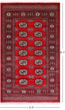 Red Bokhara Hand Knotted Wool Rug - 3' 0" X 5' 1"
