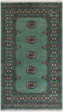 Green Bokhara Handmade Wool Rug - 3' 0" X 5' 2"