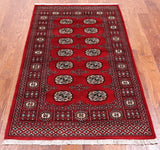 Red Bokhara Hand-Knotted Wool Rug - 3' 1" X 5' 2"