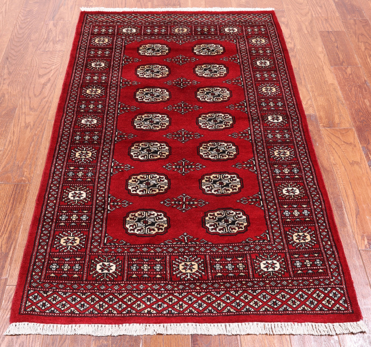 Red Bokhara Hand-Knotted Wool Rug - 3' 1" X 5' 2"