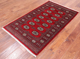 Red Bokhara Hand-Knotted Wool Rug - 3' 1" X 5' 2"