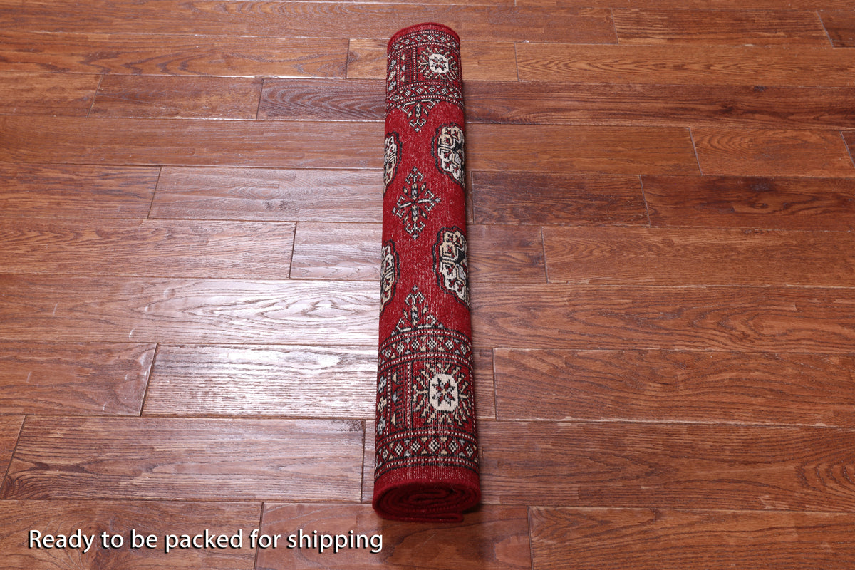 Red Bokhara Hand-Knotted Wool Rug - 3' 1" X 5' 2"