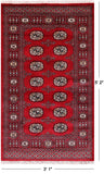 Red Bokhara Hand-Knotted Wool Rug - 3' 1" X 5' 2"