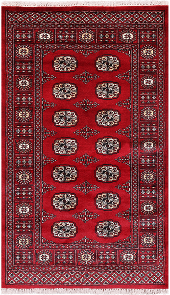 Red Bokhara Hand-Knotted Wool Rug - 3' 1" X 5' 2"