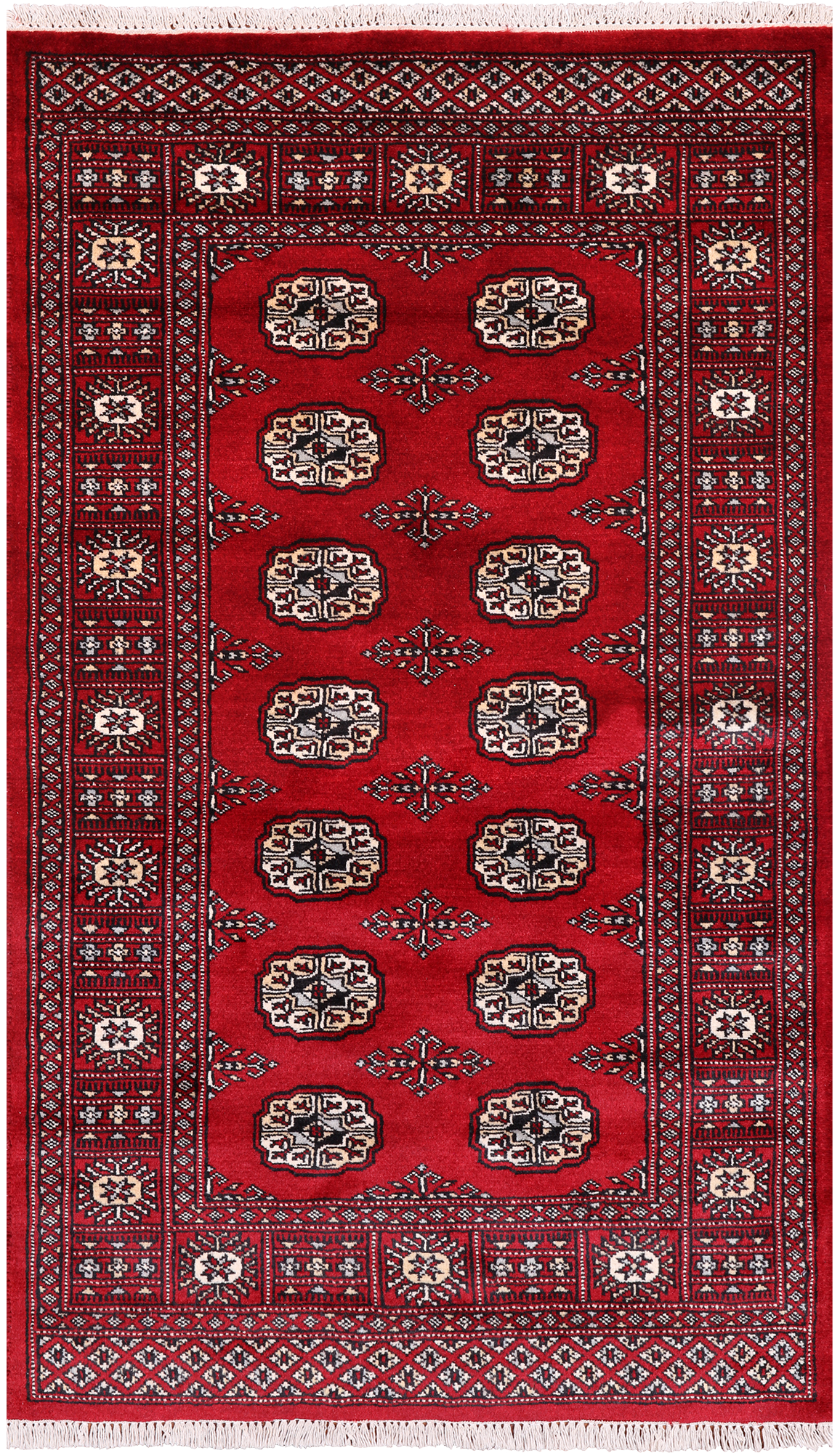 Red Bokhara Hand-Knotted Wool Rug - 3' 1" X 5' 2"
