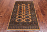 Gold Bokhara Hand Knotted Wool Rug - 3' 1" X 5' 1"