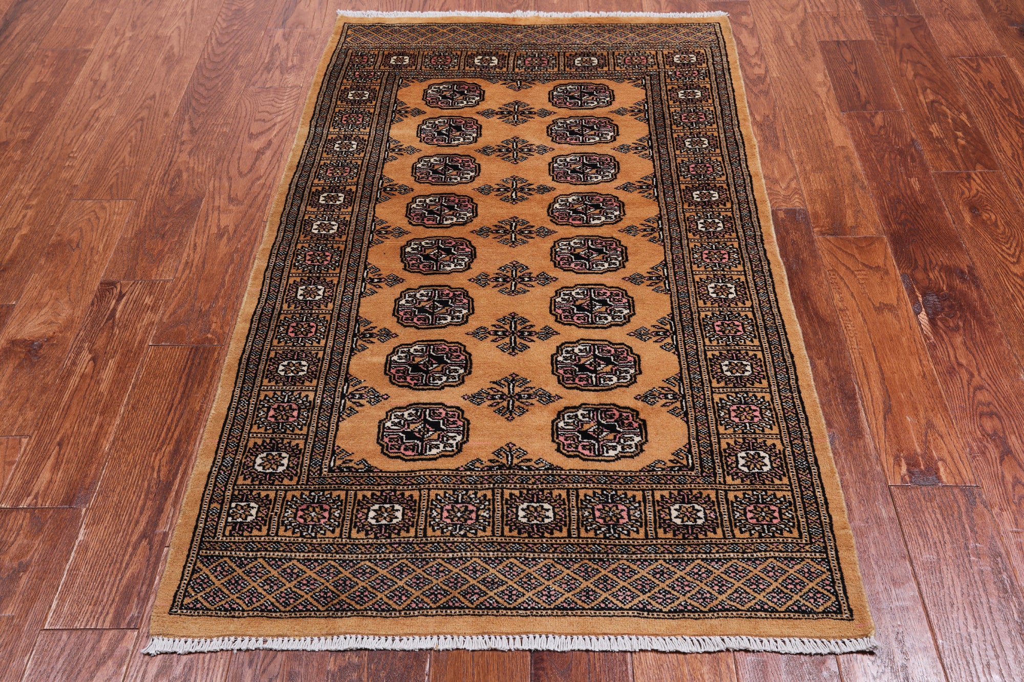 Gold Bokhara Hand Knotted Wool Rug - 3' 1" X 5' 1"