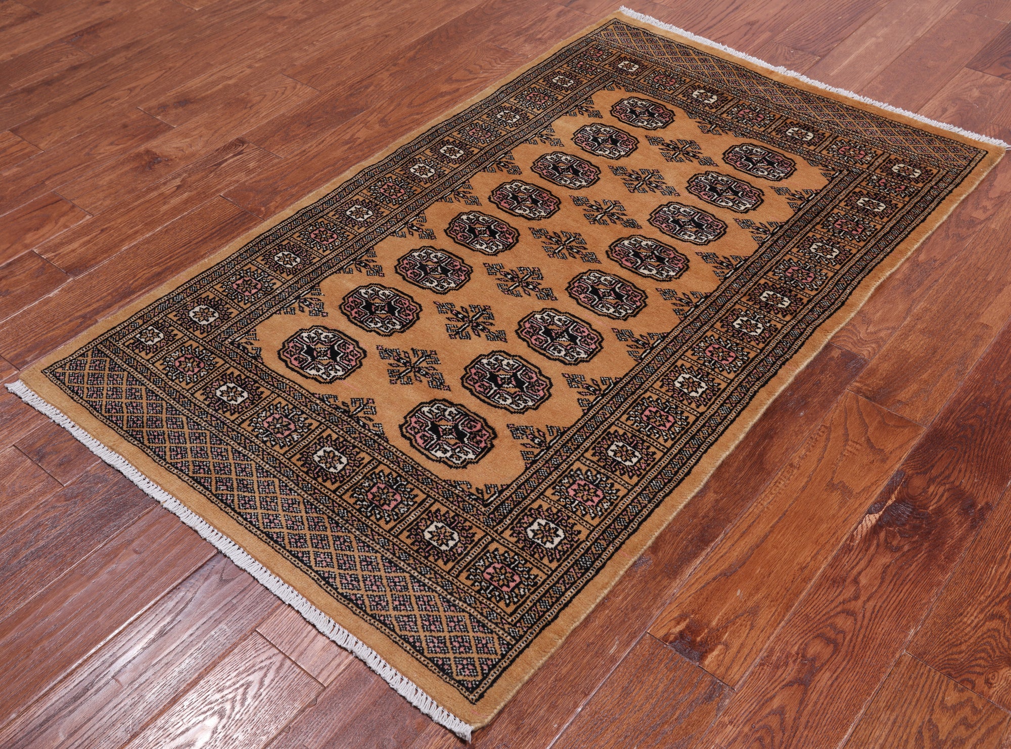 Gold Bokhara Hand Knotted Wool Rug - 3' 1" X 5' 1"