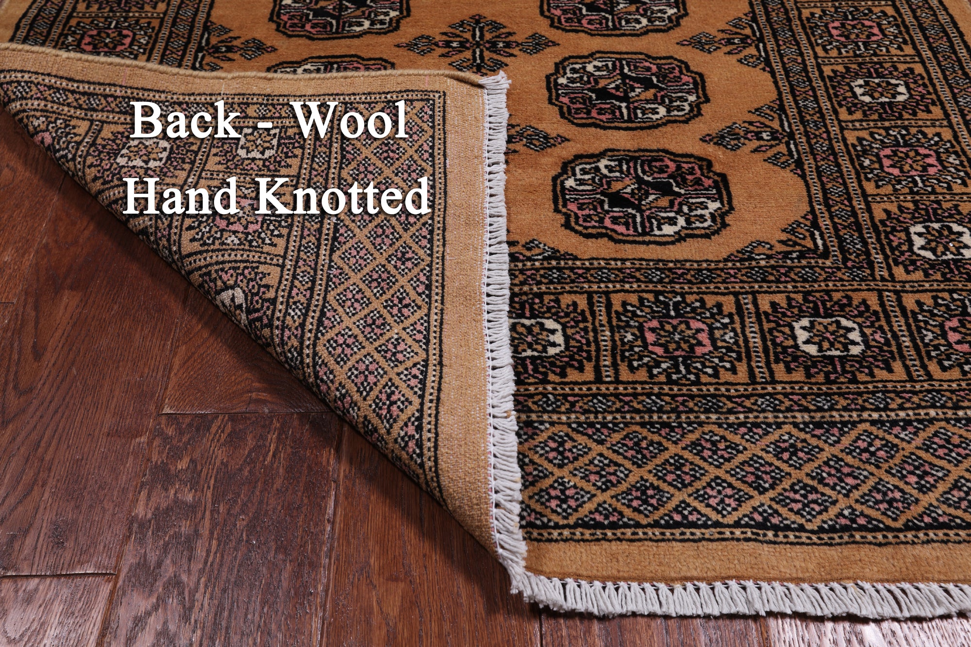Gold Bokhara Hand Knotted Wool Rug - 3' 1" X 5' 1"