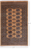 Gold Bokhara Hand Knotted Wool Rug - 3' 1" X 5' 1"