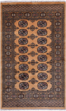 Gold Bokhara Hand Knotted Wool Rug - 3' 1" X 5' 1"