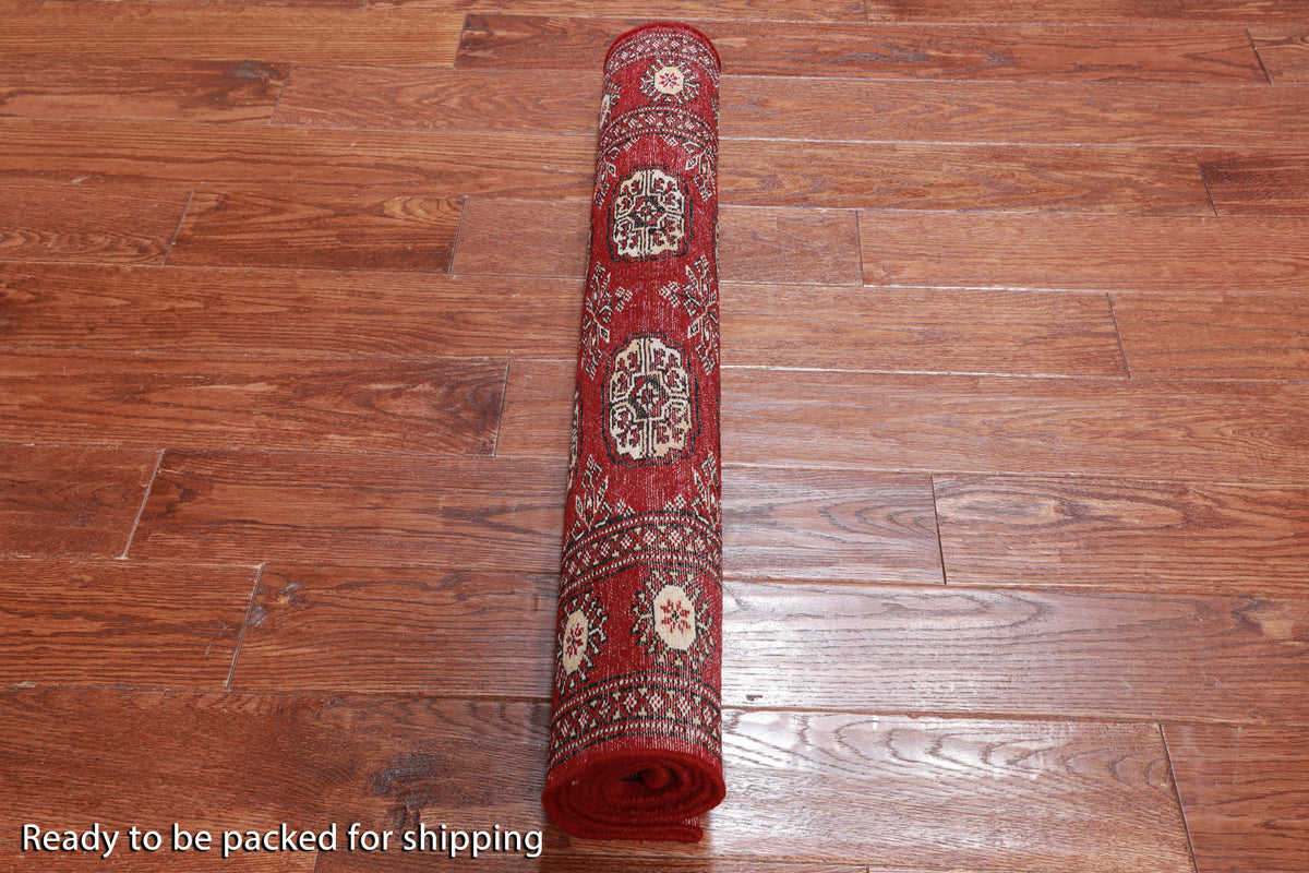 Red Bokhara Hand Knotted Wool Rug - 3' 0" X 5' 0"