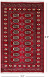 Red Bokhara Hand Knotted Wool Rug - 3' 0" X 5' 0"