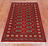 Red Bokhara Hand Knotted Wool Rug - 3' 0" X 5' 0"