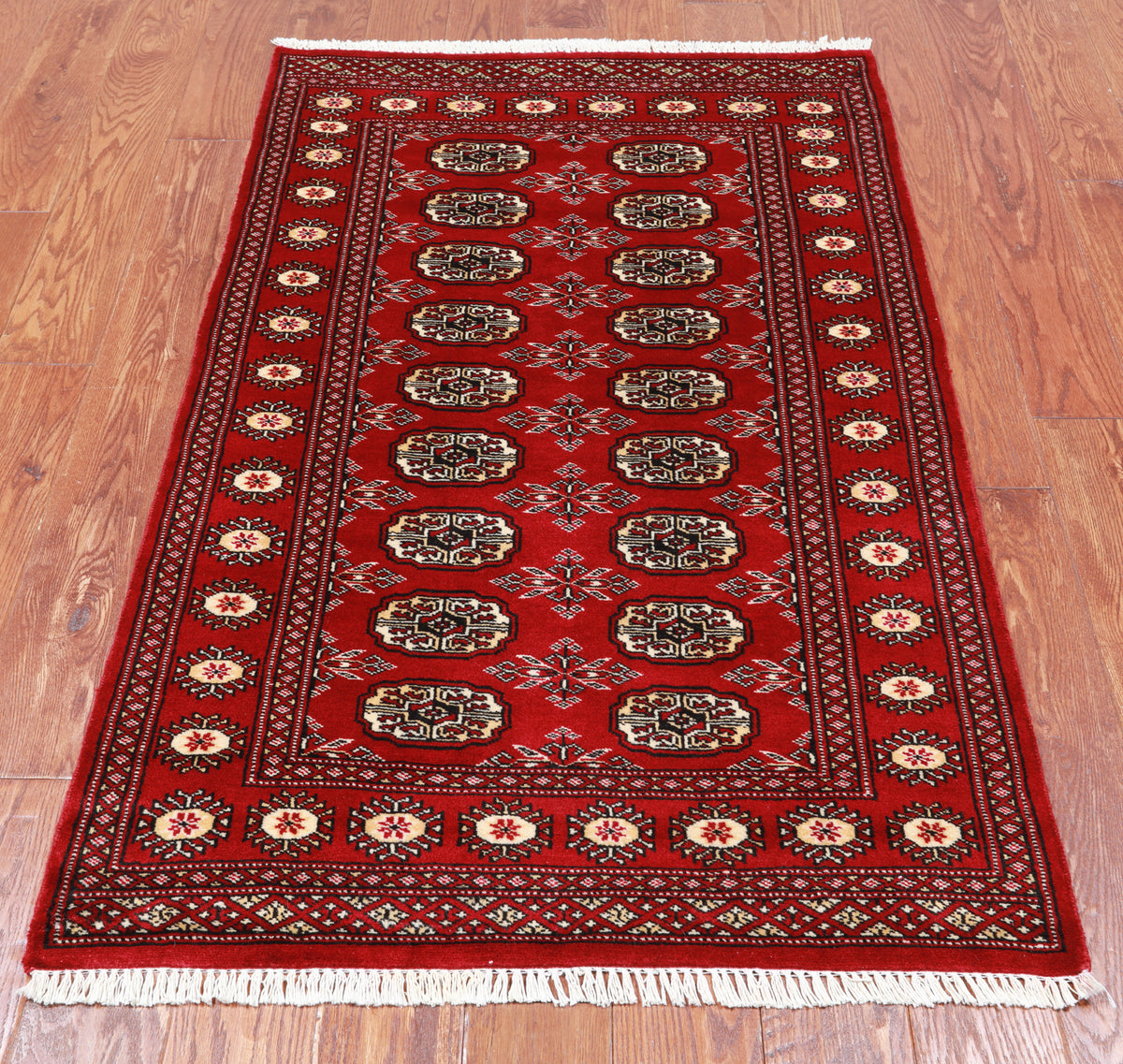 Red Bokhara Hand Knotted Wool Rug - 3' 0" X 5' 0"