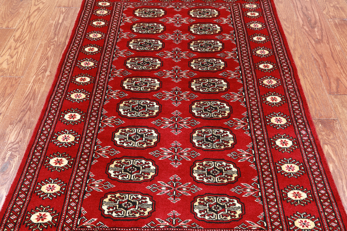 Red Bokhara Hand Knotted Wool Rug - 3' 0" X 5' 0"