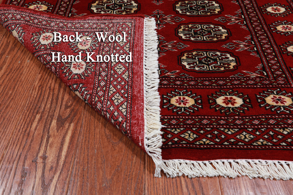 Red Bokhara Hand Knotted Wool Rug - 3' 0" X 5' 0"