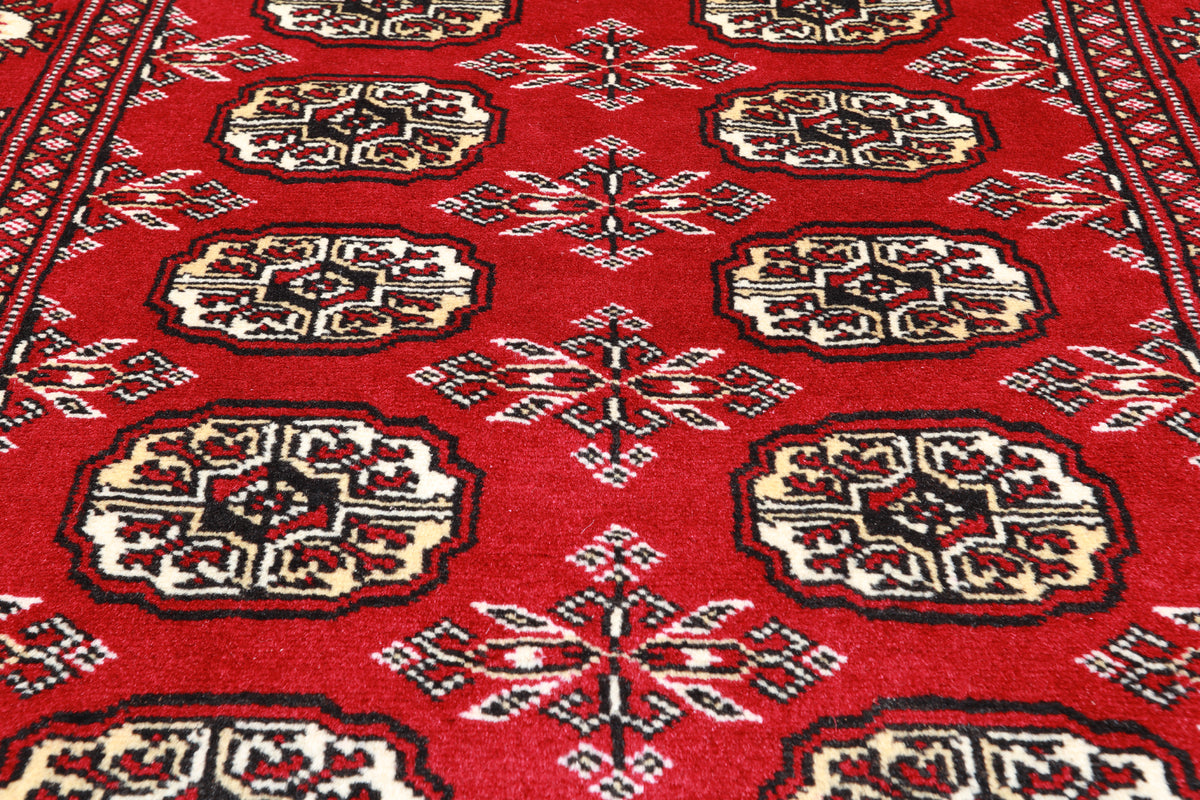 Red Bokhara Hand Knotted Wool Rug - 3' 0" X 5' 0"