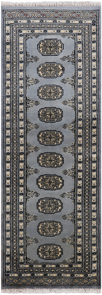 Grey Bokhara Handmade Wool Runner Rug - 2' 1" X 5' 8"