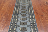 Grey Bokhara Handmade Wool Runner Rug - 2' 1" X 5' 8"