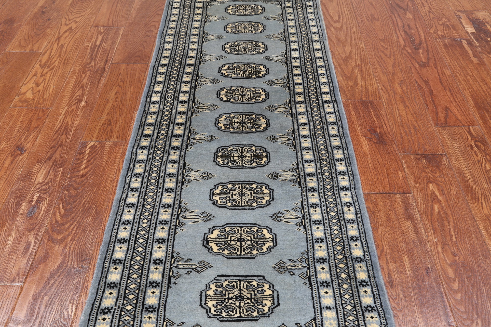 Grey Bokhara Handmade Wool Runner Rug - 2' 1" X 5' 8"