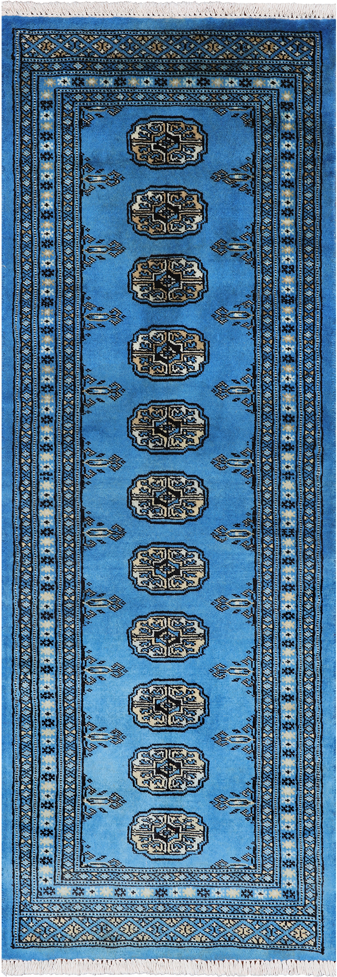 Blue Bokhara Handmade Wool Runner Rug - 2' 1" X 5' 10"