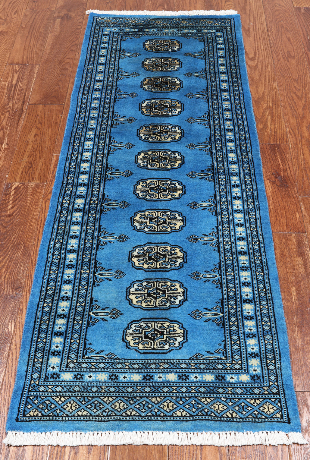 Blue Bokhara Handmade Wool Runner Rug - 2' 1" X 5' 10"