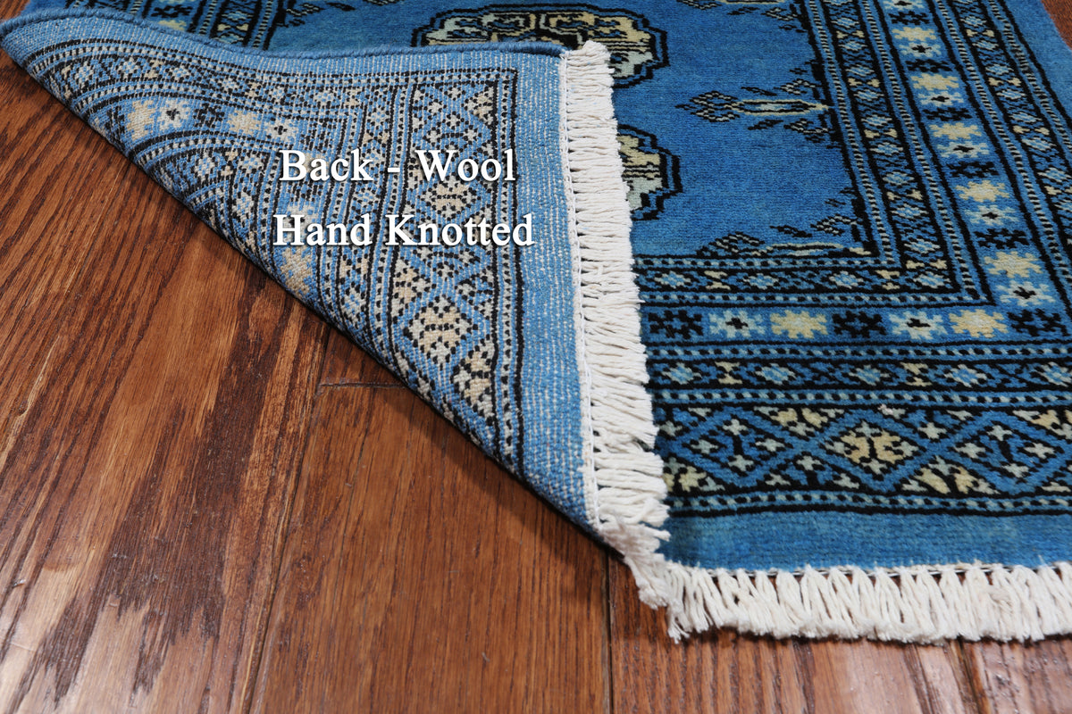 Blue Bokhara Handmade Wool Runner Rug - 2' 1" X 5' 10"