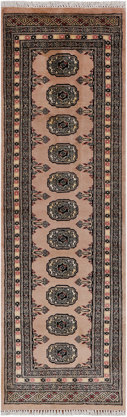 Beige Bokhara Hand-Knotted Wool Runner Rug - 2' 0" X 6' 4"