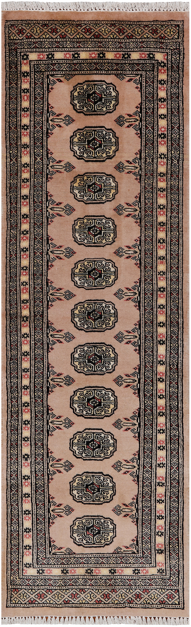 Beige Bokhara Hand-Knotted Wool Runner Rug - 2' 0" X 6' 4"